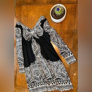 INC International Concepts Black and White Long Sleeve Dress